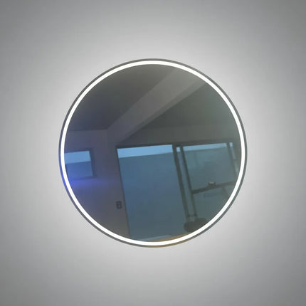 Espejo Redondo Con Led 71cmts Borde Aluminio Color Gris
