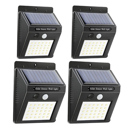 Pack X4 Luz Led Aplique Solar 5w 3000k Luz Cálida Negro