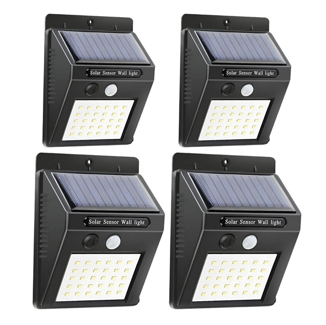Pack X4 Luz Led Aplique Solar 5w 3000k Luz Cálida Negro