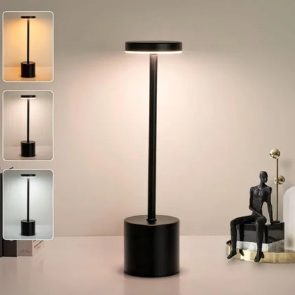 Lámpara Led Recargable Omio Touch Táctil 3 Tonos De Luz Negro