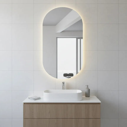 Espejo Ovalado Led Omio Con Luz Fría, Neutra Y Cálida 108 Cm