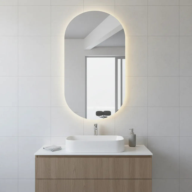 Espejo Ovalado Led Omio Con Luz Fría, Neutra Y Cálida 108 Cm