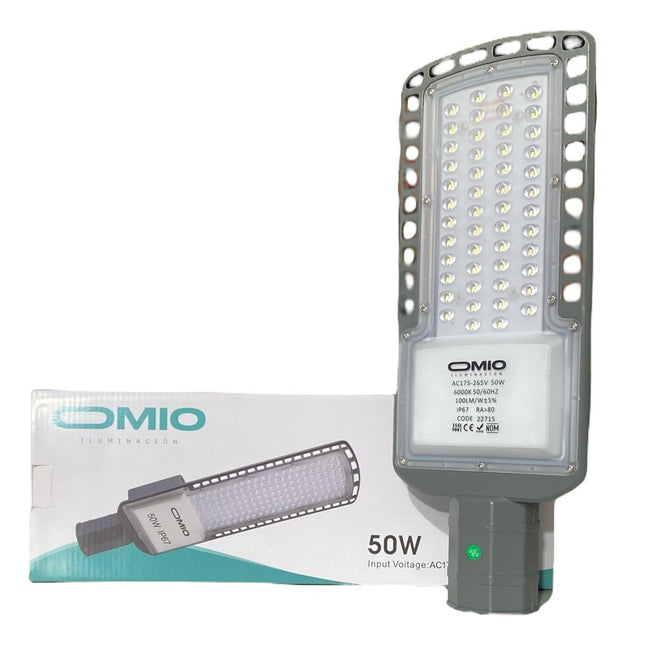 Luz Led Vial Omio 50w Para Iluminación De Calles Y Senderos Gris Oscuro Blanco Frío