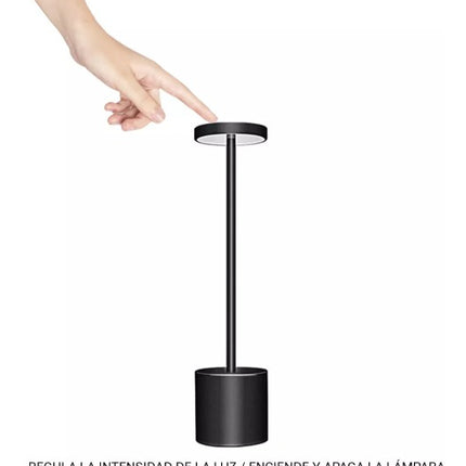 Lámpara Led Recargable Omio Touch Táctil 3 Tonos De Luz Negro