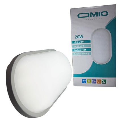 Aplique Tortuga Led Exterior Omio 20w Luz Fría Blanco Ip44 Blanco