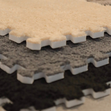 Alfombra Shaggy Piso Goma Eva Peluda 30x30cm Kit X 10 Piezas