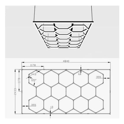 Panel Luz Led Hexagonal Detailing 672w 4,8x2,4m Techo Pared