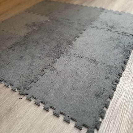 Alfombra Shaggy Piso Goma Eva Peluda 30x30cm Kit X 10 Piezas