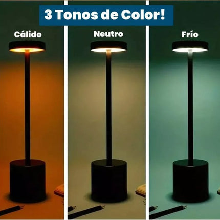 Lámpara Led Recargable Omio Touch Táctil 3 Tonos De Luz Negro