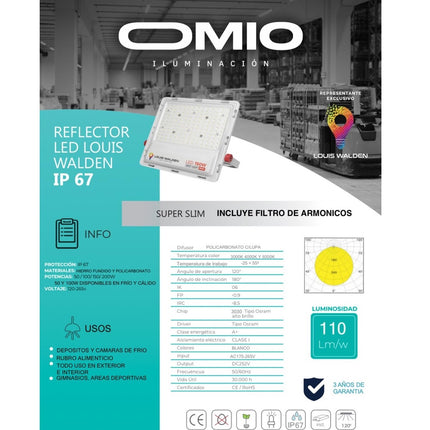 Foco Reflector Led 200w Ip67 Frío Louis Walden Blanco frío