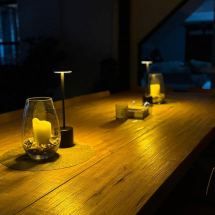 Lámpara Led Recargable Omio Touch Táctil 3 Tonos De Luz Negro