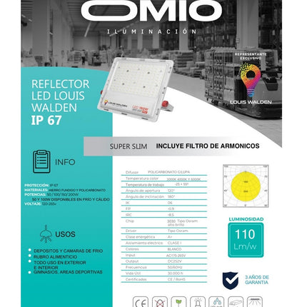 Foco Reflector Led 100w Ip67 Frío/cálido/neutro Louis Walden