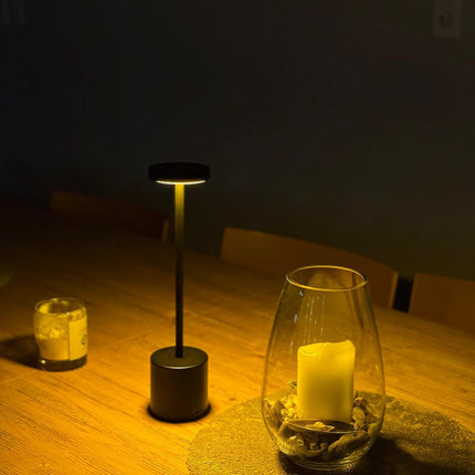 Lámpara Led Recargable Omio Touch Táctil 3 Tonos De Luz Negro