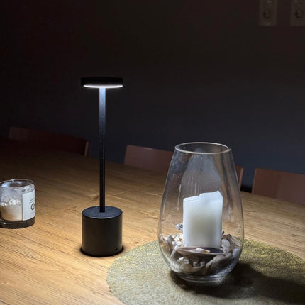 Lámpara Led Recargable Omio Touch Táctil 3 Tonos De Luz Negro