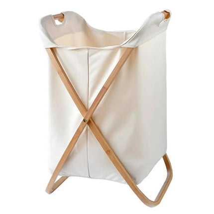 Canasto Cesto Plegable Para Ropa Con Asa Y Soporte De Madera