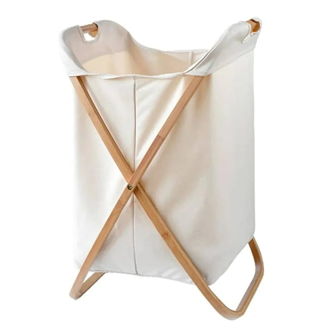 Canasto Cesto Plegable Para Ropa Con Asa Y Soporte De Madera