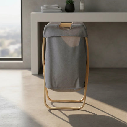 Canasto Cesto Plegable Para Ropa Con Asa Y Soporte De Madera