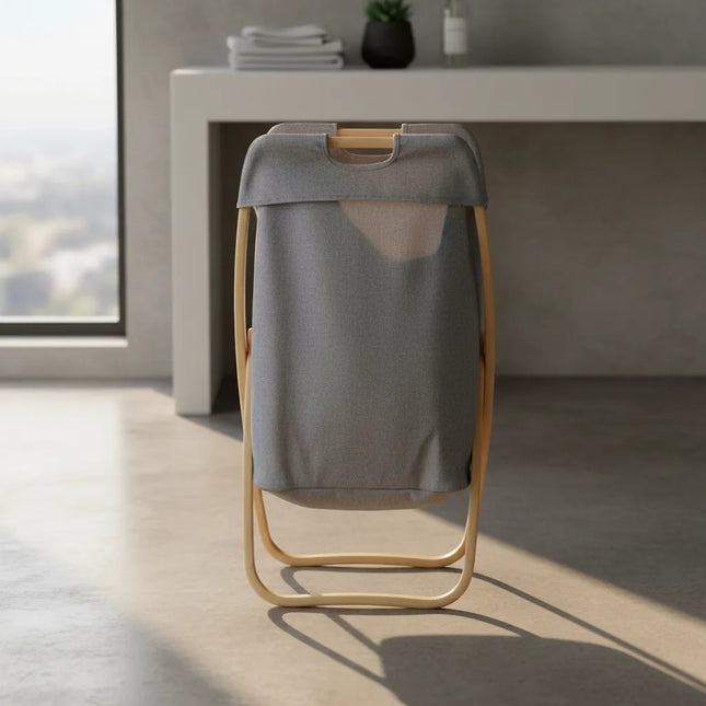 Canasto Cesto Plegable Para Ropa Con Asa Y Soporte De Madera