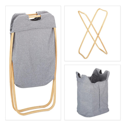 Canasto Cesto Plegable Para Ropa Con Asa Y Soporte De Madera