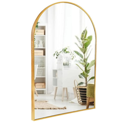 Espejo Forma De Arco Para Pared Con Marco Metálico Dorado