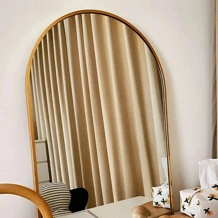 Espejo Forma De Arco Para Pared Con Marco Metálico Dorado