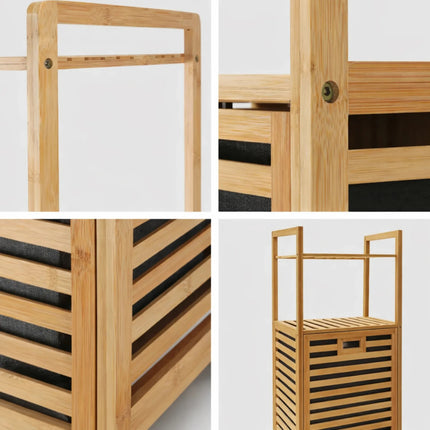 Estantería Organizador De Bambú Con Cesto De Ropa Para Baño