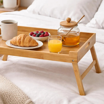 Mesa Bandeja Plegable Desayunador Y Laptop De Bambú