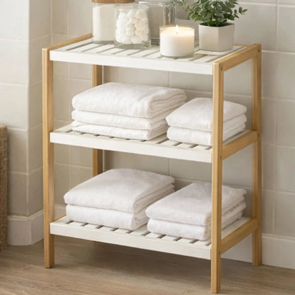 Mueble Estantería Madera Bambú 3 Niveles Color Blanco