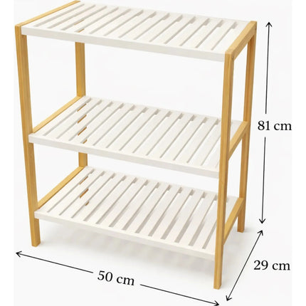 Mueble Estantería Madera Bambú 3 Niveles Color Blanco