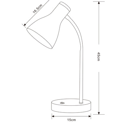Lampara de Mesa Omio Modelo Terra Blanco D110x150mm E27x 1,Max.25W Base :D150xH22mm AC 220-240V, E27