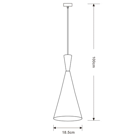 Lampara Omio de Colgar Modelo Cono Blanca D185xH272mm AC 220-240V, E27