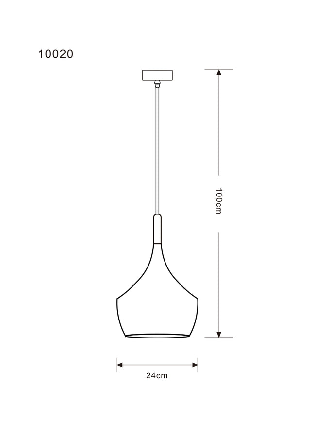 Lampara Omio de Colgar Modelo Copa Negra D185xH300mm AC 220-240V, E27